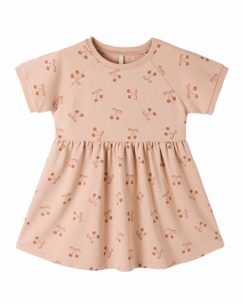 NEW RYLEE + CRU girl's cherry bows raglan dress in melon